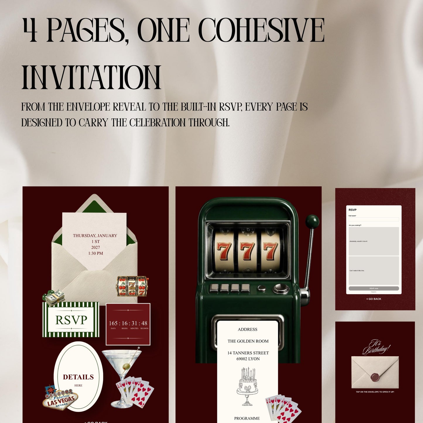 Vegas Casino Night Birthday Invitation Website Template 03 | Canva Digital Evite with RSVP