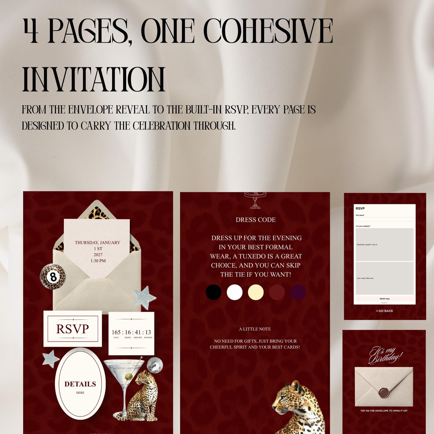 Leopard Print Birthday Invitation Website Template 01 | Canva Digital Evite with RSVP