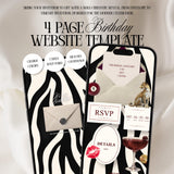 Zebra Print Birthday Invitation Website Template 02 | Canva Digital Evite with RSVP