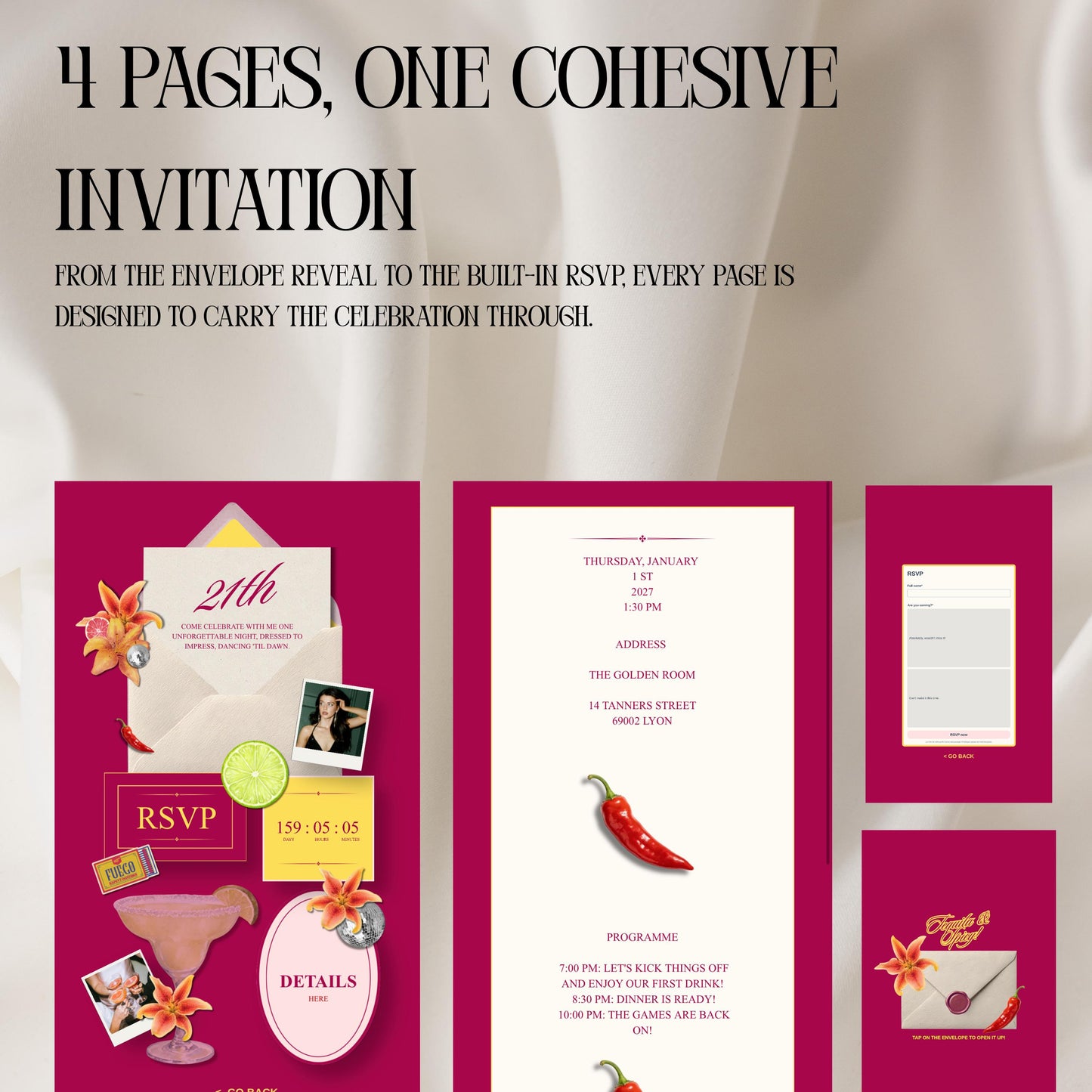 Tequila Fiesta Birthday Invitation Website Template 06 | Canva Digital Evite with RSVP