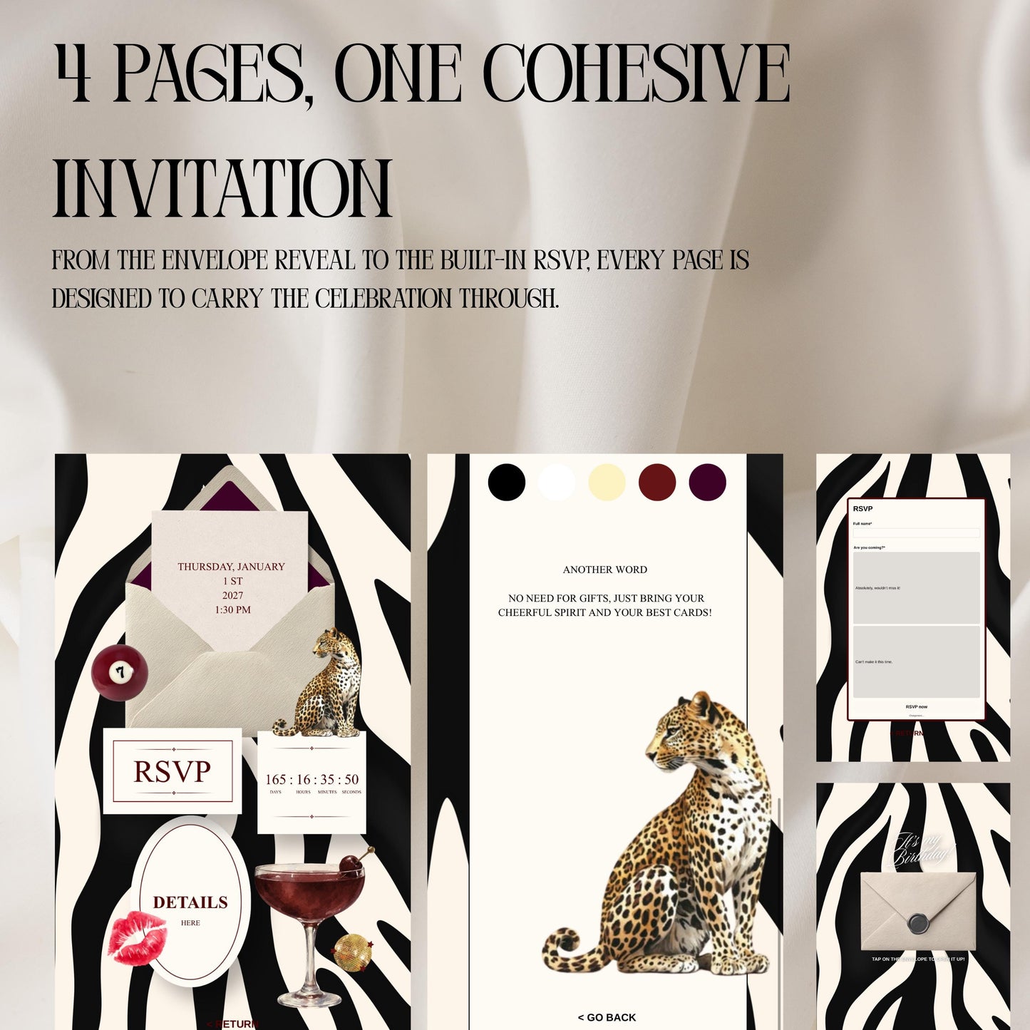 Zebra Print Birthday Invitation Website Template 02 | Canva Digital Evite with RSVP