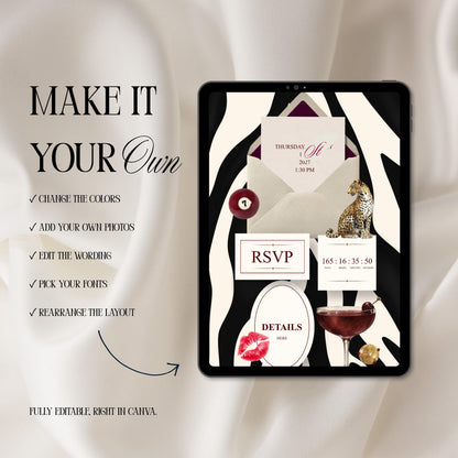 Zebra Print Birthday Invitation Website Template 02 | Canva Digital Evite with RSVP