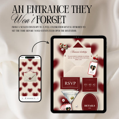 Queen of Hearts Casino Birthday Invitation Website Template 07 | Canva Digital Evite with RSVP