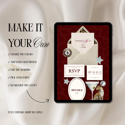 Leopard Print Birthday Invitation Website Template 01 | Canva Digital Evite with RSVP