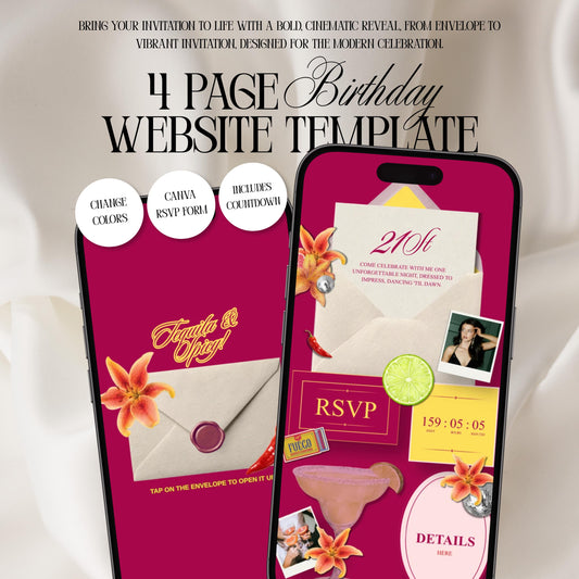 Tequila Fiesta Birthday Invitation Website Template 06 | Canva Digital Evite with RSVP