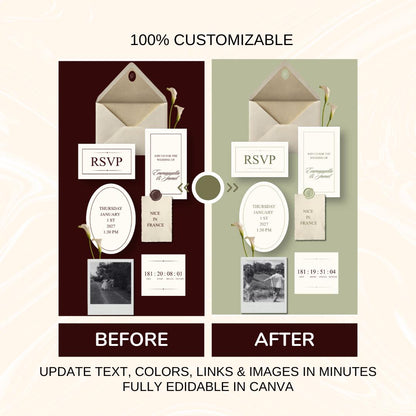 Elegant Minimalist Wedding Website Template 04 | Canva Digital Invitation with RSVP