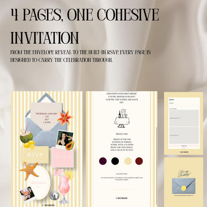Tropical Summer Birthday Invitation Website Template 04 | Canva Digital Evite with RSVP