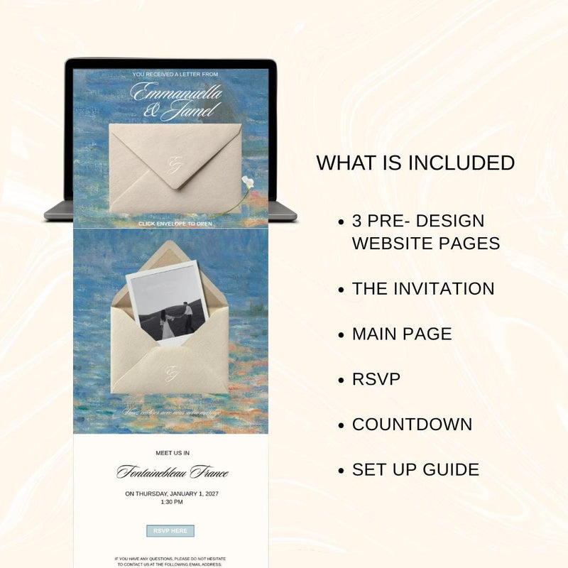 Impressionist Fine Art Wedding Website Template 02 | Canva Digital Invitation with RSVP