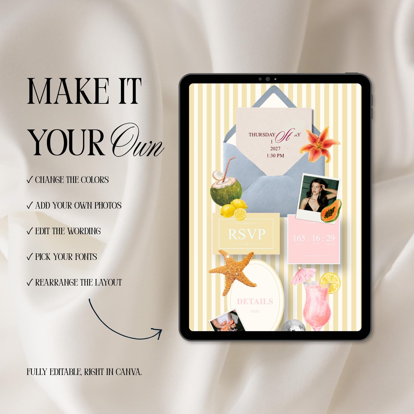 Tropical Summer Birthday Invitation Website Template 04 | Canva Digital Evite with RSVP