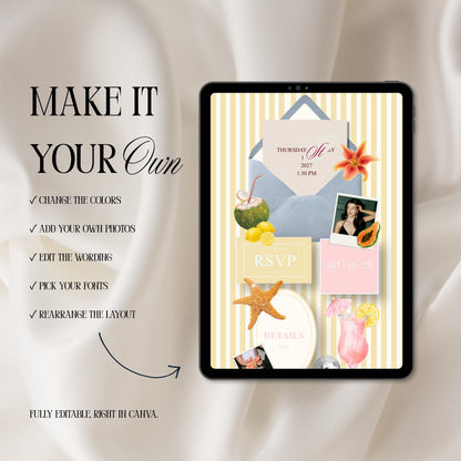 Tropical Summer Birthday Invitation Website Template 04 | Canva Digital Evite with RSVP