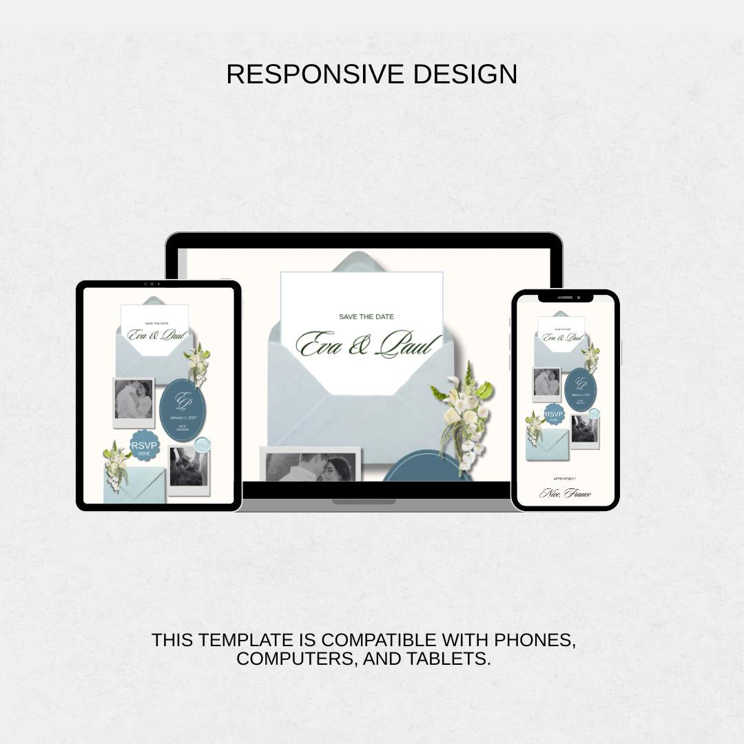 Classic Wedding Website Template 03 | Canva Digital Invitation with RSVP and Countdown