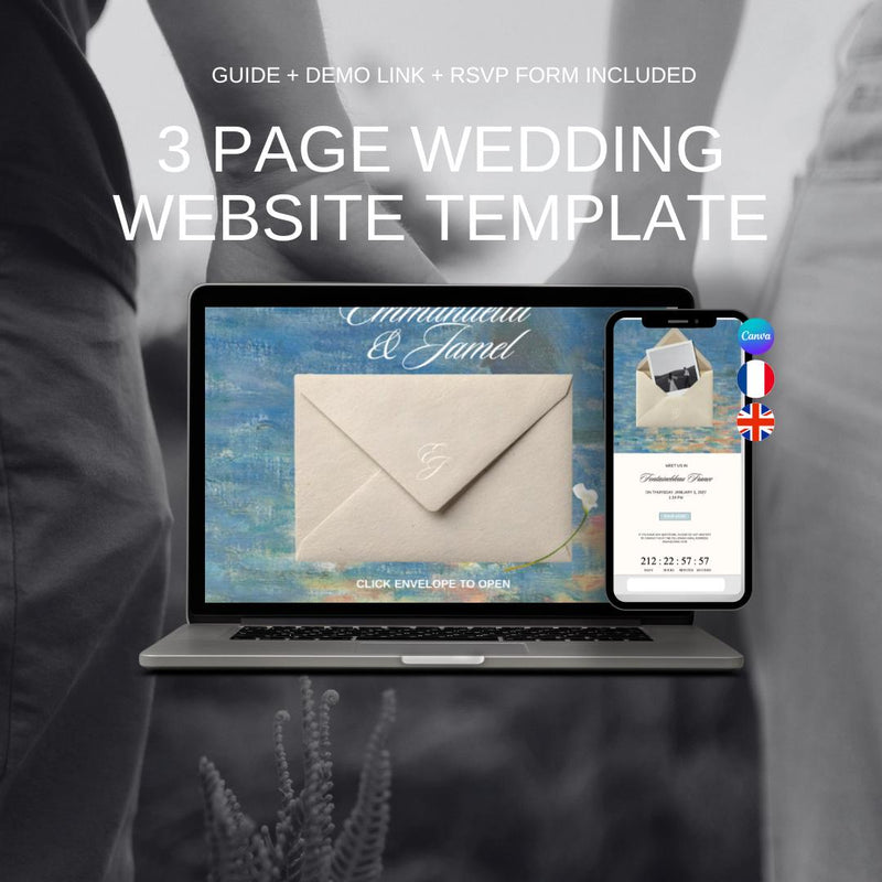 Impressionist Fine Art Wedding Website Template 02 | Canva Digital Invitation with RSVP