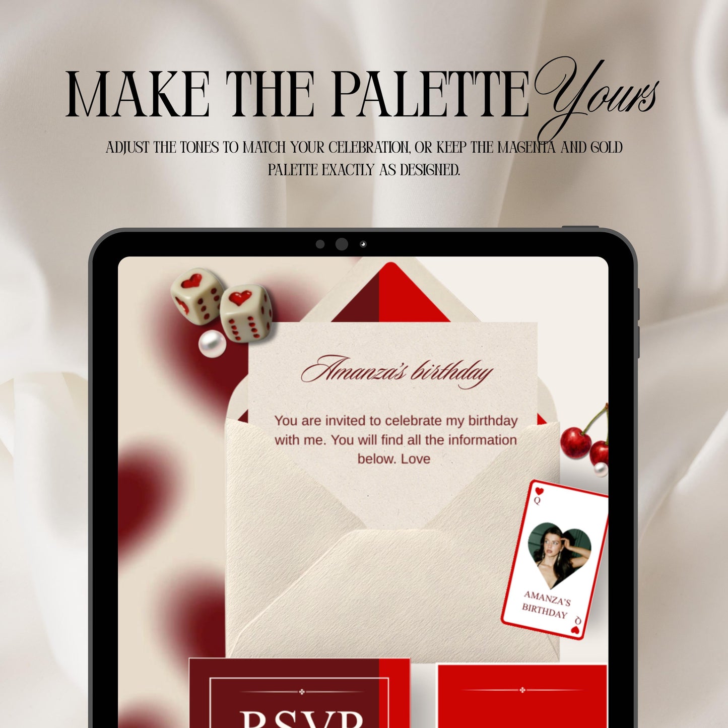 Queen of Hearts Casino Birthday Invitation Website Template 07 | Canva Digital Evite with RSVP