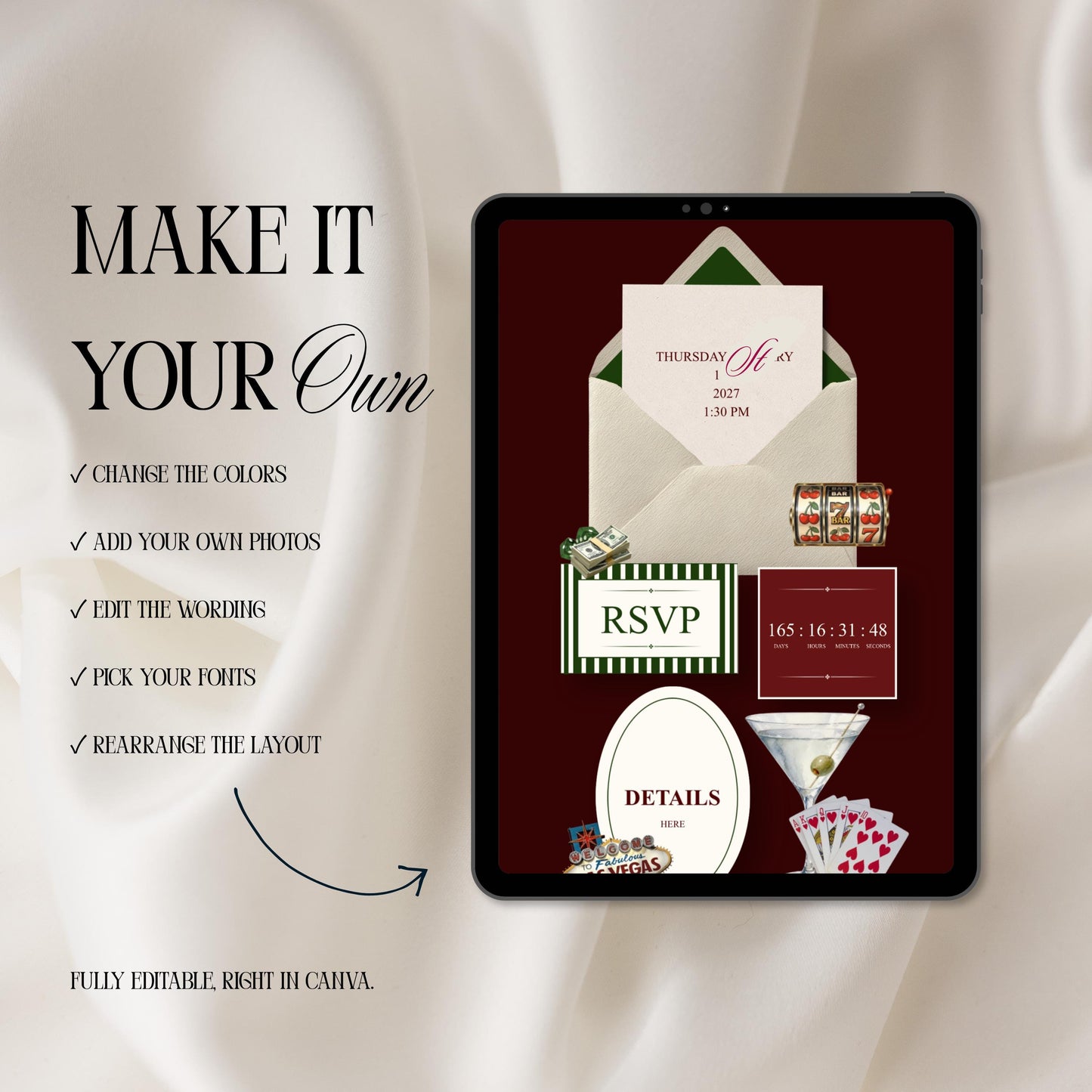 Vegas Casino Night Birthday Invitation Website Template 03 | Canva Digital Evite with RSVP
