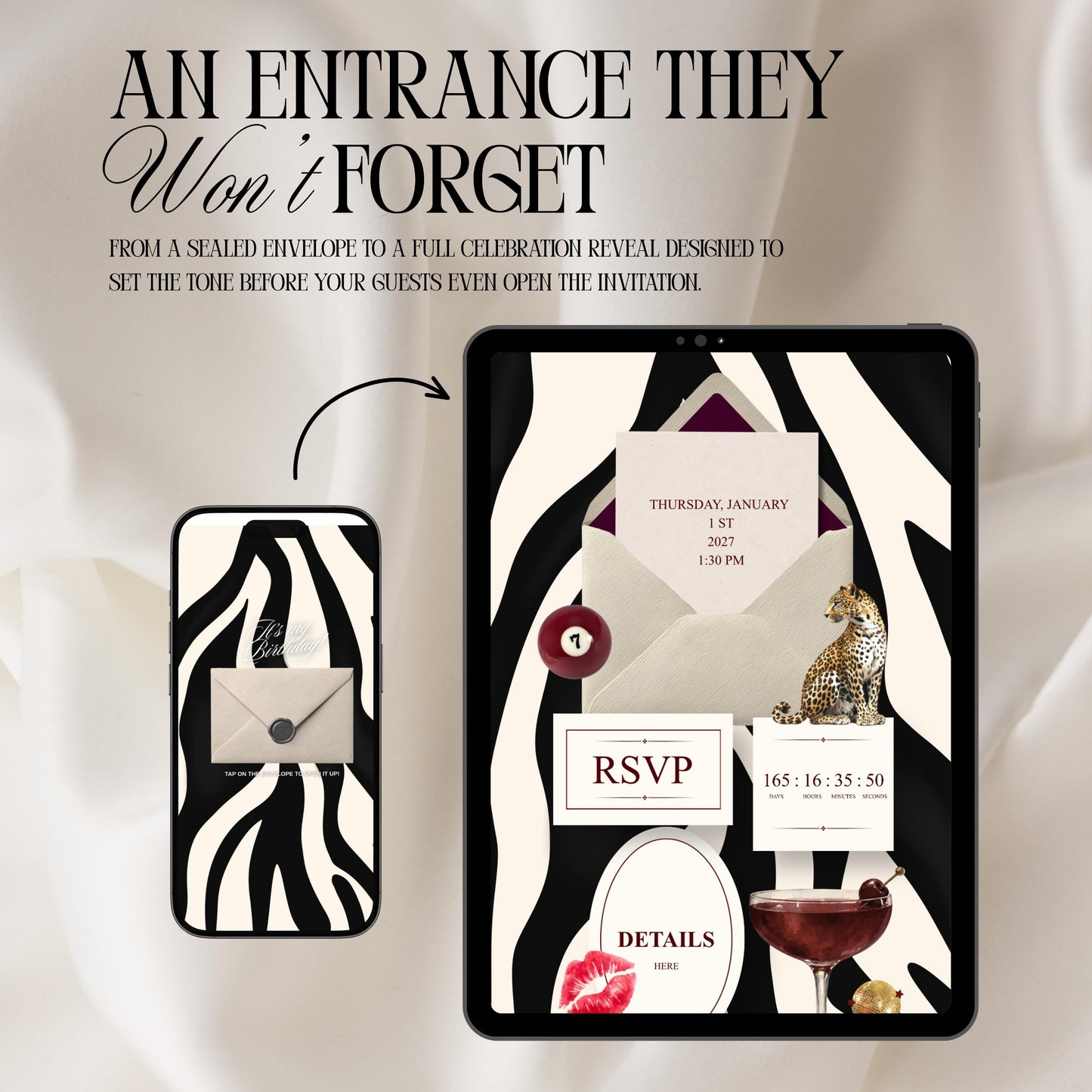 Zebra Print Birthday Invitation Website Template 02 | Canva Digital Evite with RSVP