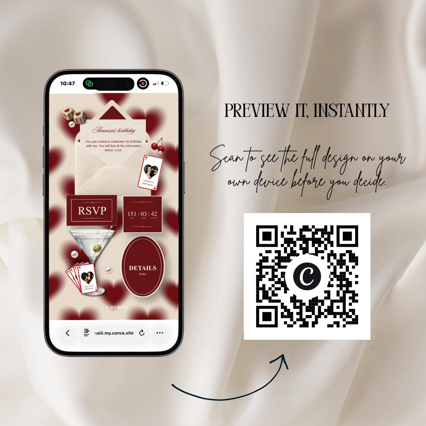 Queen of Hearts Casino Birthday Invitation Website Template 07 | Canva Digital Evite with RSVP