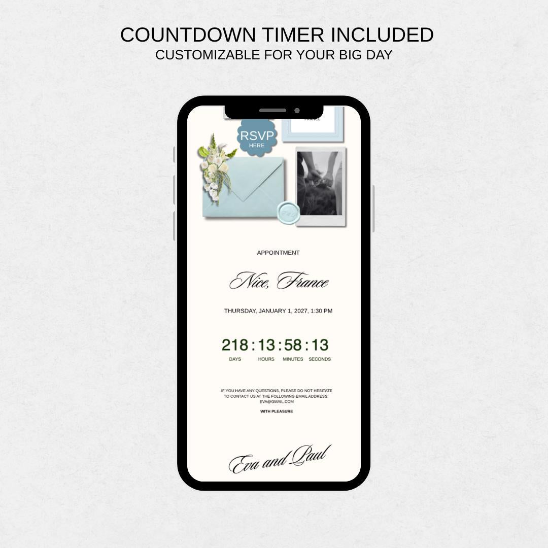 Classic Wedding Website Template 03 | Canva Digital Invitation with RSVP and Countdown