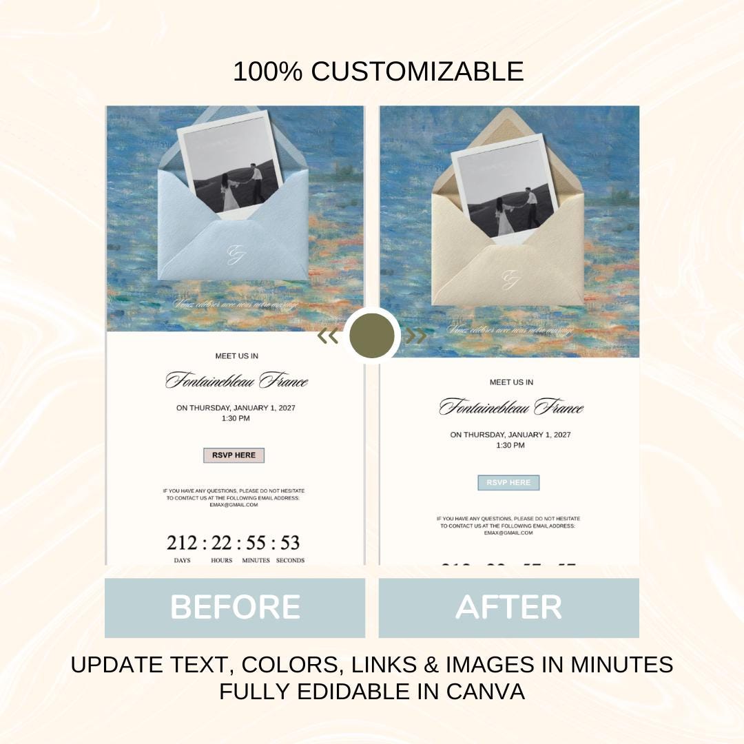 Impressionist Fine Art Wedding Website Template 02 | Canva Digital Invitation with RSVP