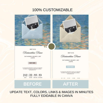 Impressionist Fine Art Wedding Website Template 02 | Canva Digital Invitation with RSVP