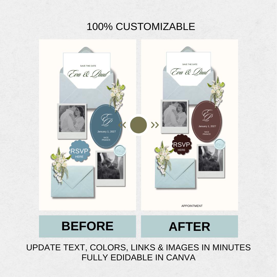 Classic Wedding Website Template 03 | Canva Digital Invitation with RSVP and Countdown