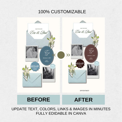 Classic Wedding Website Template 03 | Canva Digital Invitation with RSVP and Countdown