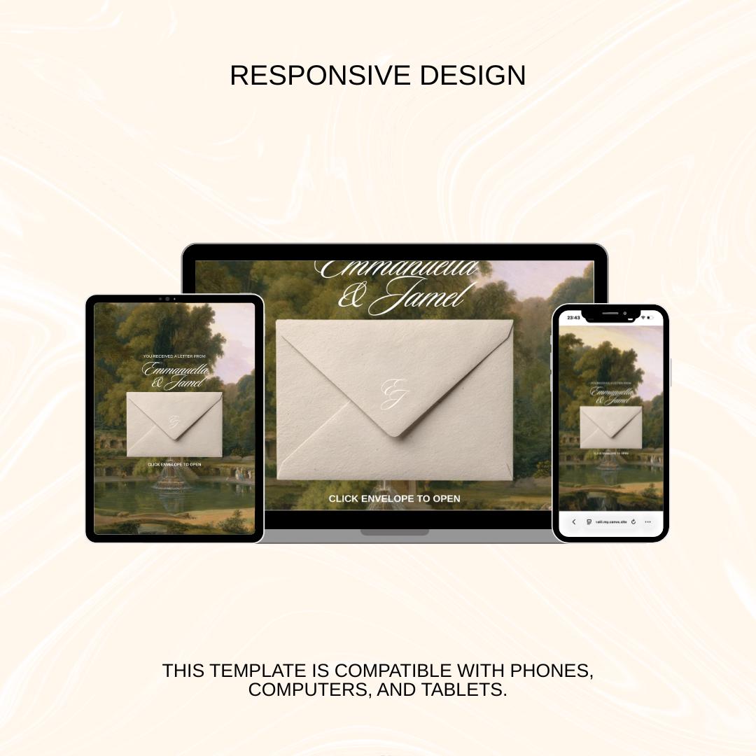 Luxury Wedding Website Template 01 | Canva Digital Invitation with RSVP and Countdown