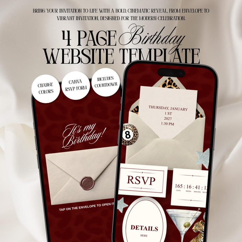 Leopard Print Birthday Invitation Website Template 01 | Canva Digital Evite with RSVP