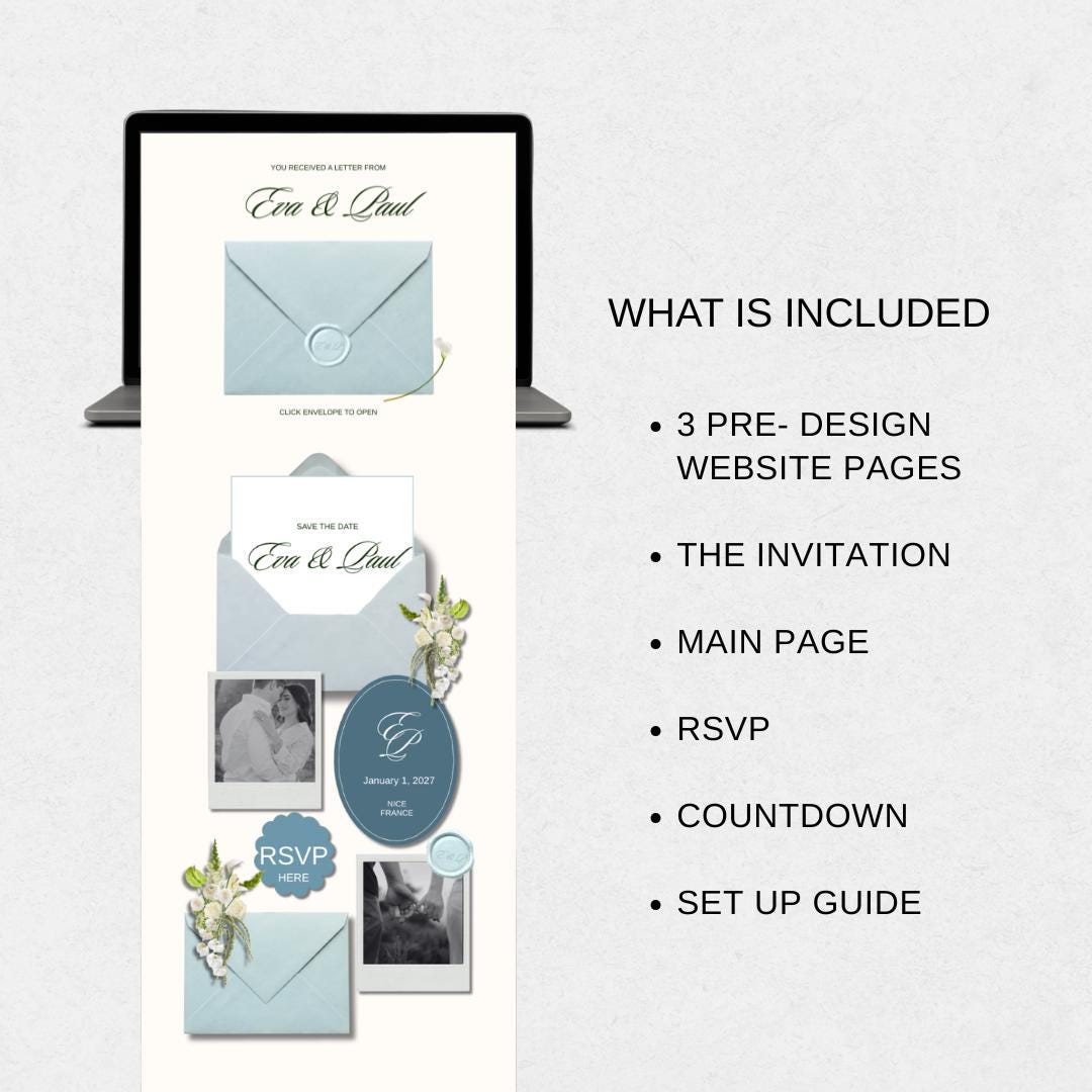 Classic Wedding Website Template 03 | Canva Digital Invitation with RSVP and Countdown