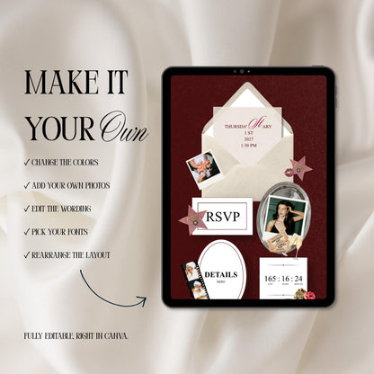 Hollywood Glam Birthday Invitation Website Template 05 | Canva Digital Evite with RSVP