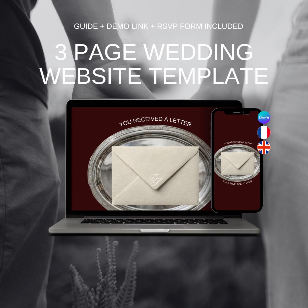 Elegant Minimalist Wedding Website Template 04 | Canva Digital Invitation with RSVP