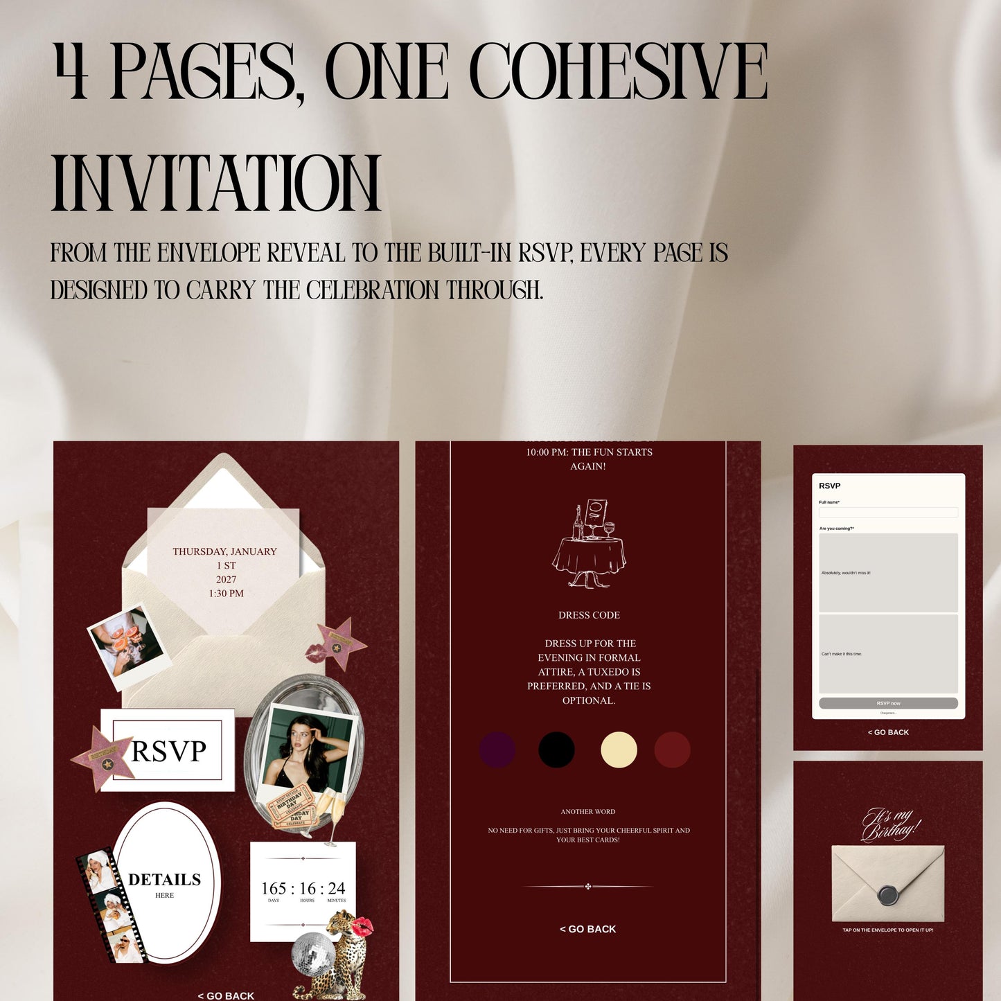 Hollywood Glam Birthday Invitation Website Template 05 | Canva Digital Evite with RSVP