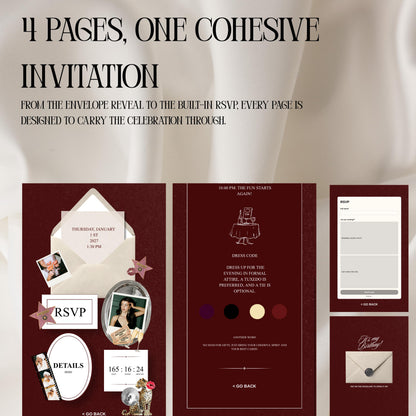 Hollywood Glam Birthday Invitation Website Template 05 | Canva Digital Evite with RSVP