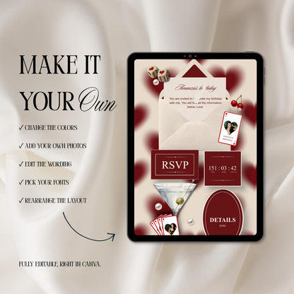 Queen of Hearts Casino Birthday Invitation Website Template 07 | Canva Digital Evite with RSVP