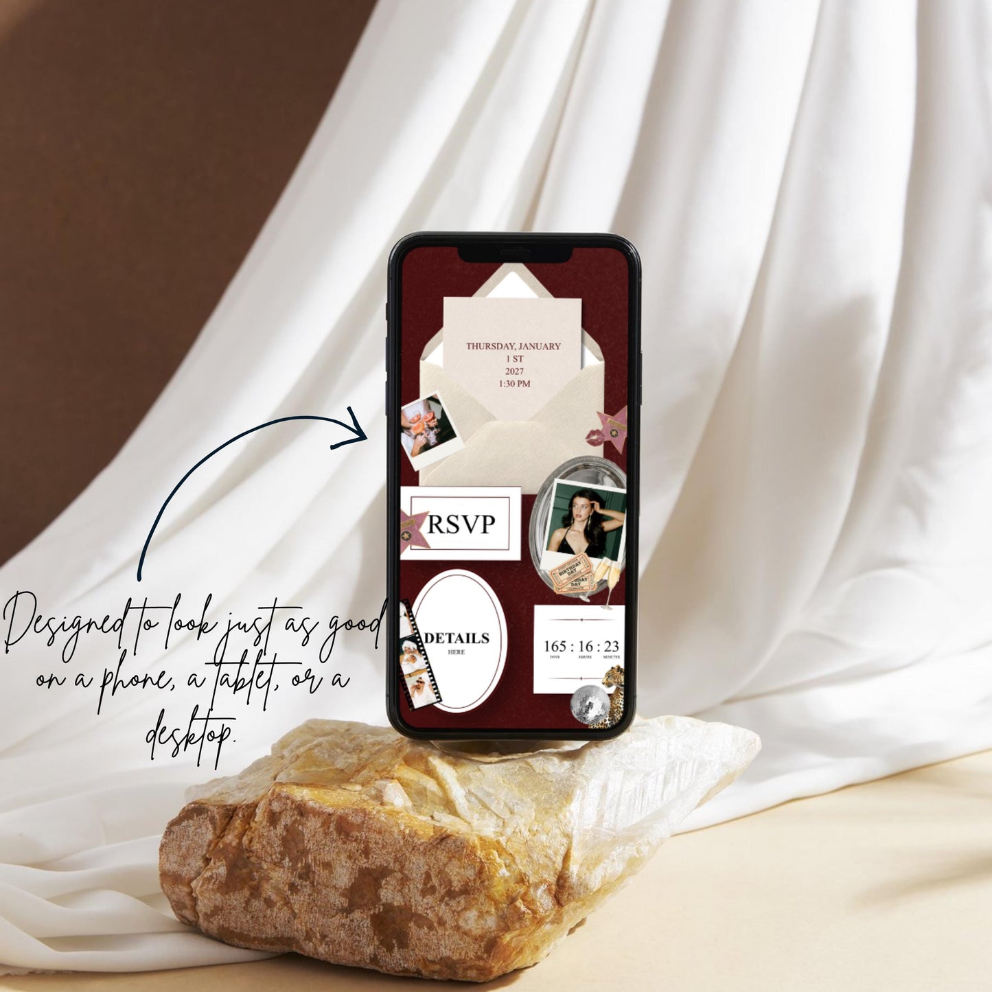 Hollywood Glam Birthday Invitation Website Template 05 | Canva Digital Evite with RSVP