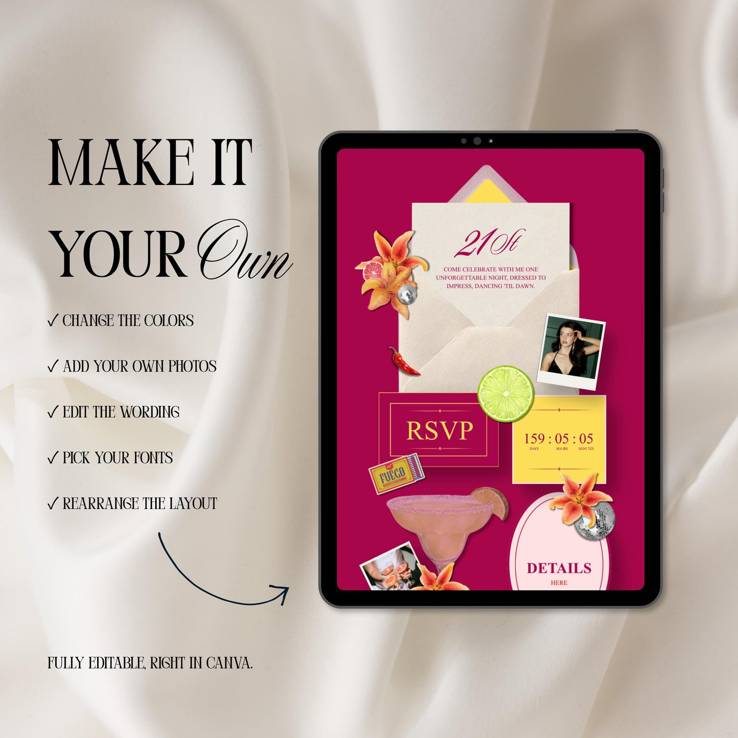Tequila Fiesta Birthday Invitation Website Template 06 | Canva Digital Evite with RSVP